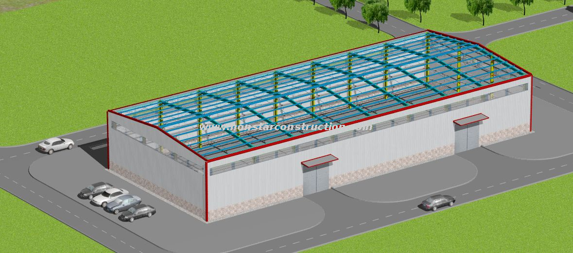 50m * 20m * 8m Industrial Prefabricated Light Steel Structure Metal ...